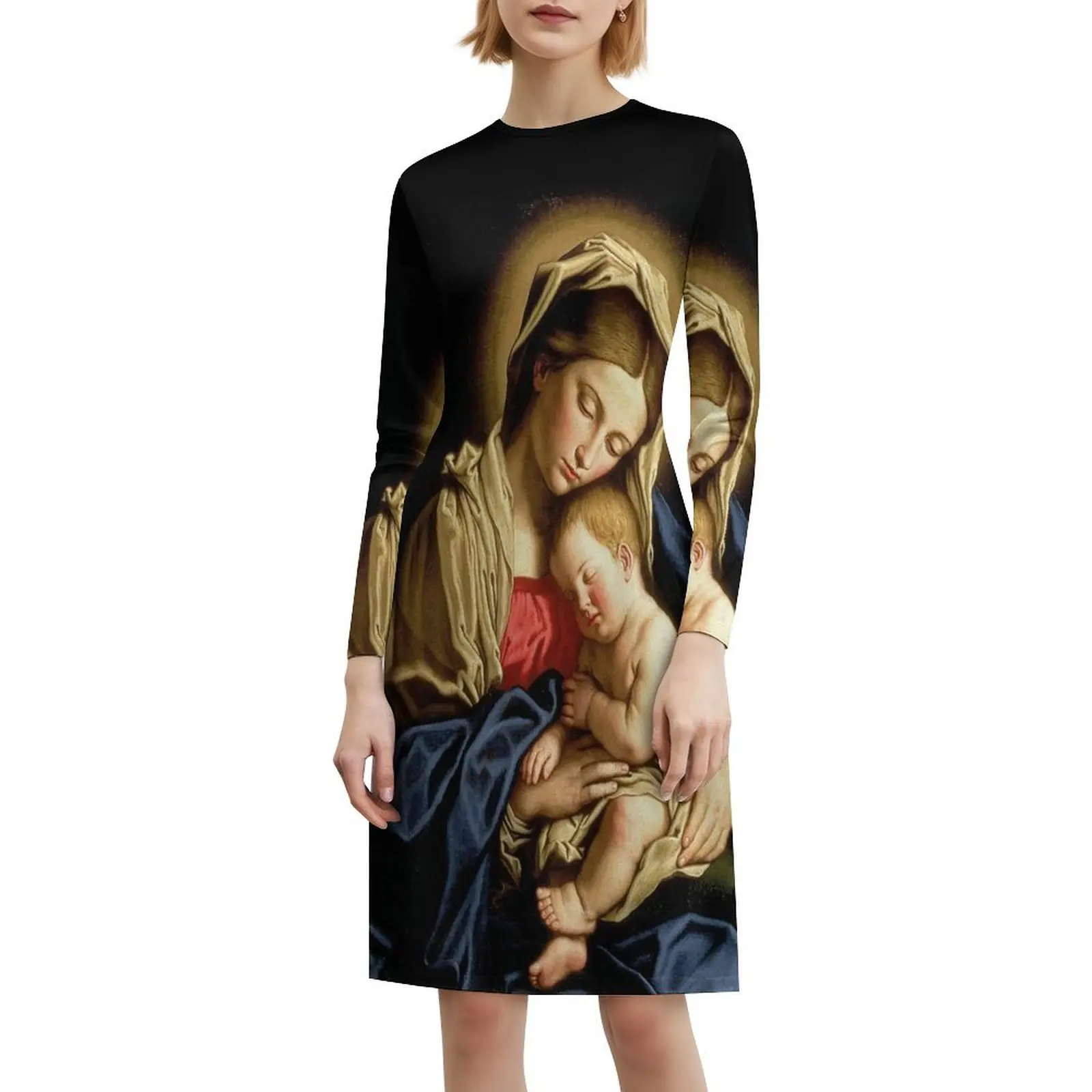 فستان بوهيمي عتيق للأطفال بأكمام منتفخة أو خيارات بدون أكمام للنساء فستان مريم ديني مسيحي يسوع