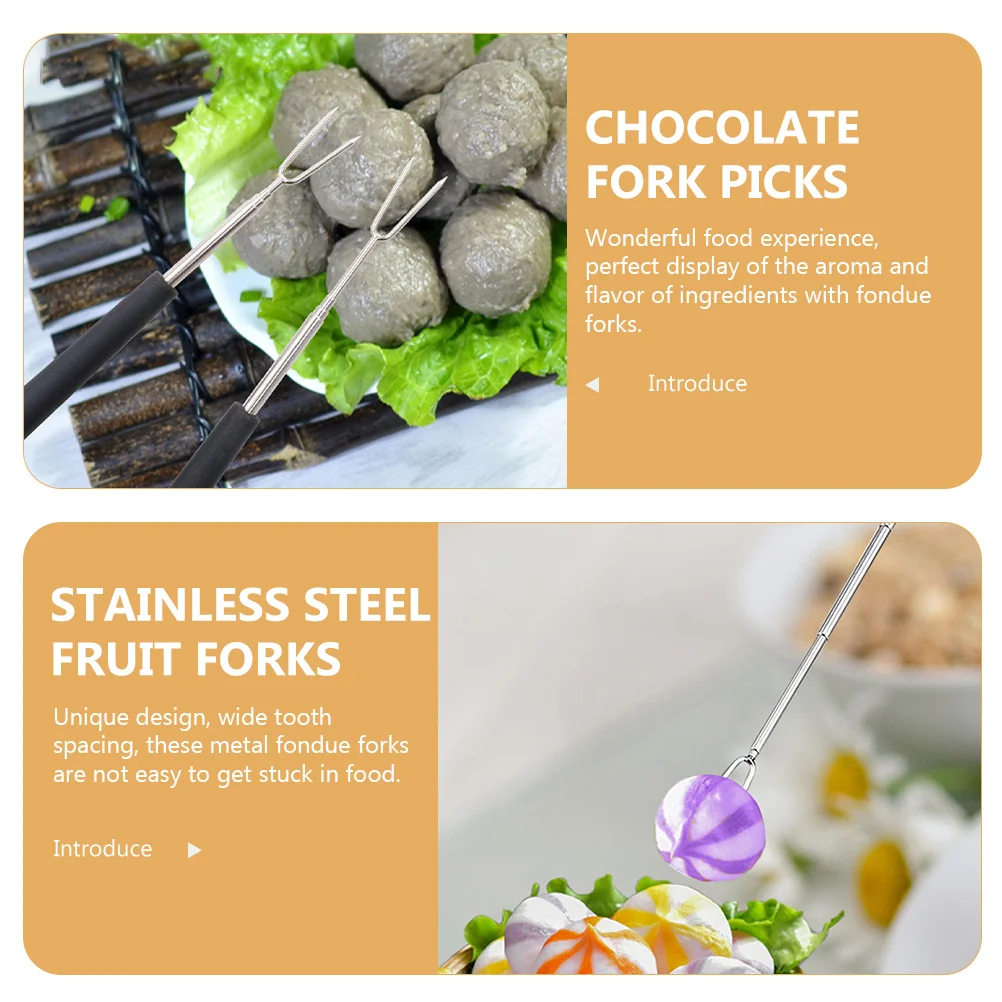 

6Pcs Stainless Steel Fondue Forks Corrosion Resistant Extendable Design for Hot Pot Barbecue Grill Cheese Fruit