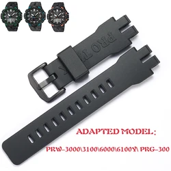 Rubber Strap Suitable For Casio ProTrek PRW3000/3100/6000/6100Y PRG300 Men Waterproof WristBand Black Bracelet Watch Accessories