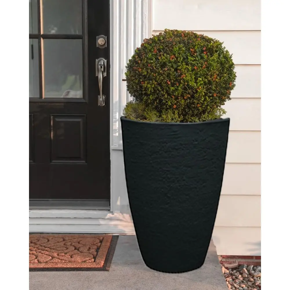 

Ern Conic Planter Черный 30-дюймовый горшок для растений, прочный горшок из смолы, устойчивый к атмосферным воздействиям и ультрафиолетовому излучению, высокие горшки для растений или внутреннего и наружного использования, L