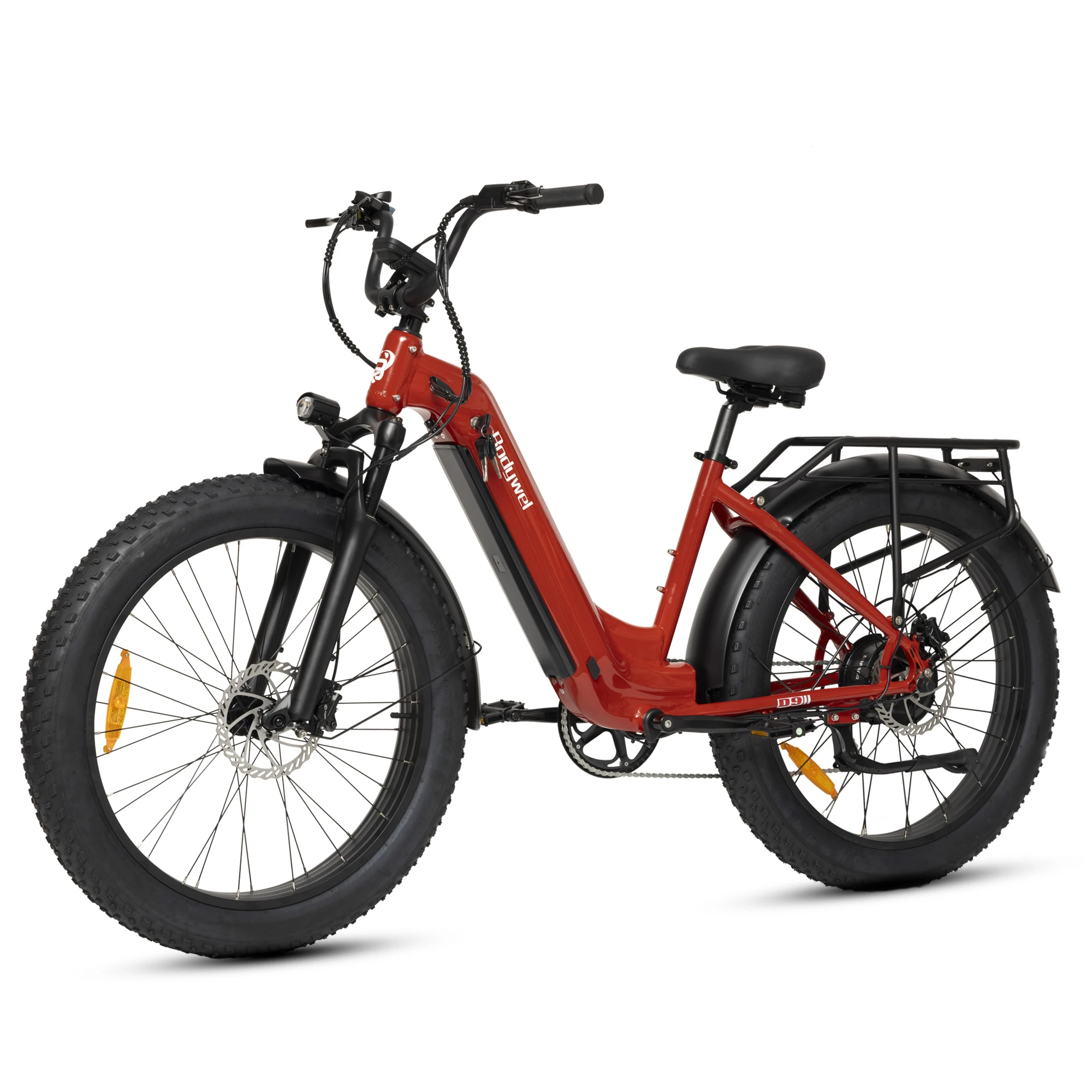 BODYWEL D9, bicicletta elettrica con pneumatici larghi da 26", batteria rimovibile da 48V 15Ah, motore BAFANG da 250W, velocità massima di 25 km/h, freni a disco idraulici, autonomia di 80 km.