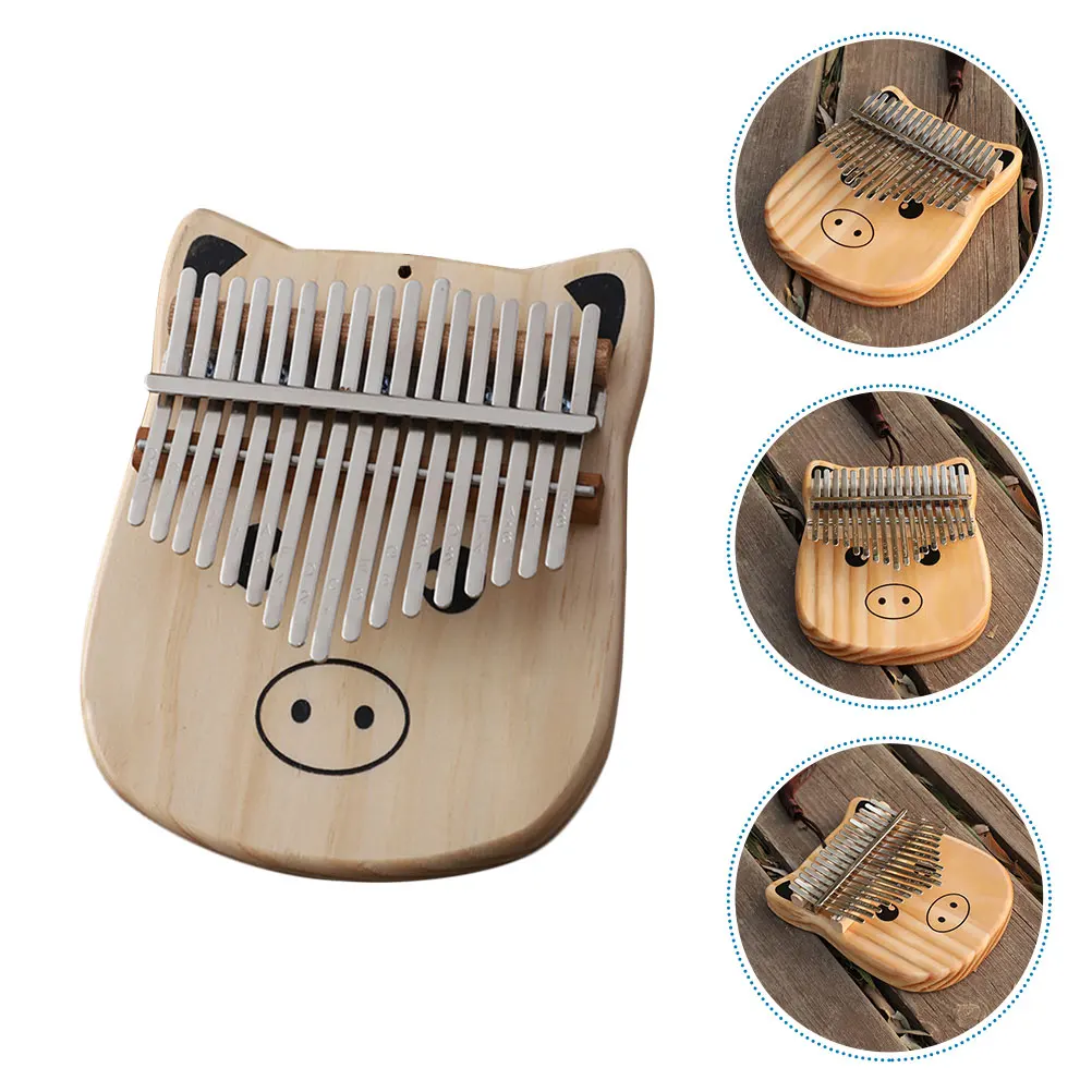 

1Pc Wooden Thumb Piano Kalimba 17-Tone Finger Piano for Beginner Music Cartoon Design Smooth