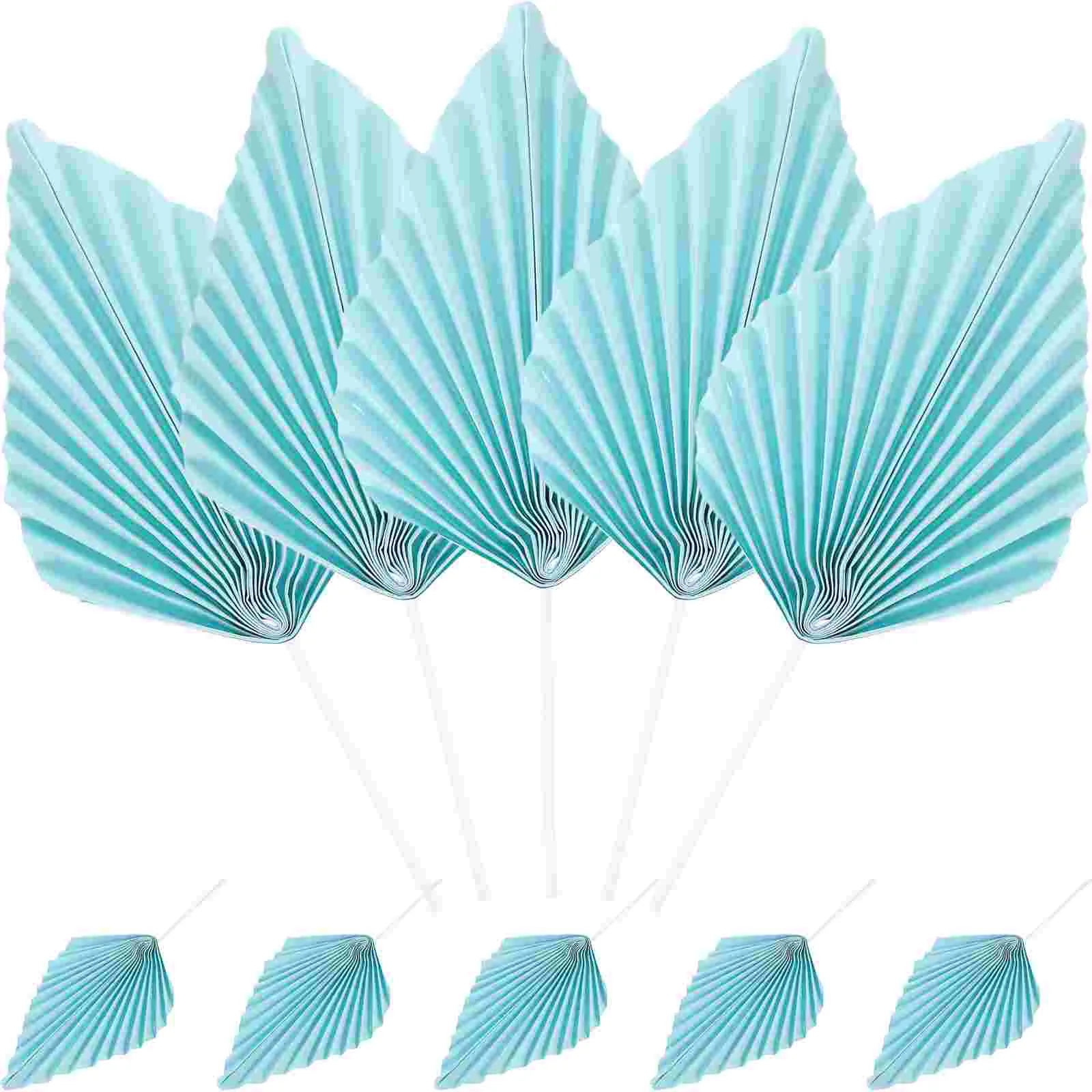 

10 PCS Golden Palm Leaves Decoration Flower Cake Paper Happy Birthday Party Baking Boho Style Small Fan Decorations Leaf Pvc