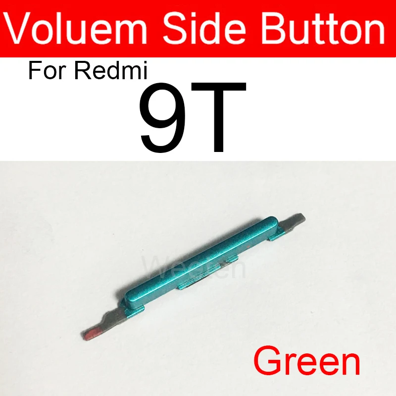 Botón lateral de volumen de encendido/apagado para Xiaomi Redmi 9 9A 9C 9T Control de volumen arriba y abajo tecla lateral + piezas de repuesto de