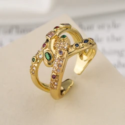 NEWBUY Fashion 3 Style Vintage Bohemian Jewelry Gold Color AAA CZ Zircon Open Rings For Women Girl Adjustable Party Accessories