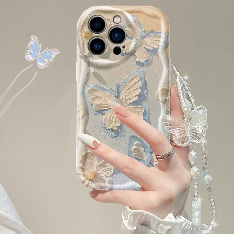 

Butterfly Chain Phone Case For Xiaomi Redmi Note 14 13 12 Pro Plus 12S 11S 10 11 9 PRO Turbo 4 14C 13C 13 12 12C Silicone Cover