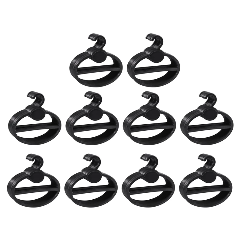 200X Scarf Shawl Tie Holder Organizer Oval Plastic Hangers Storage Hangers Black(Hook Mouth)