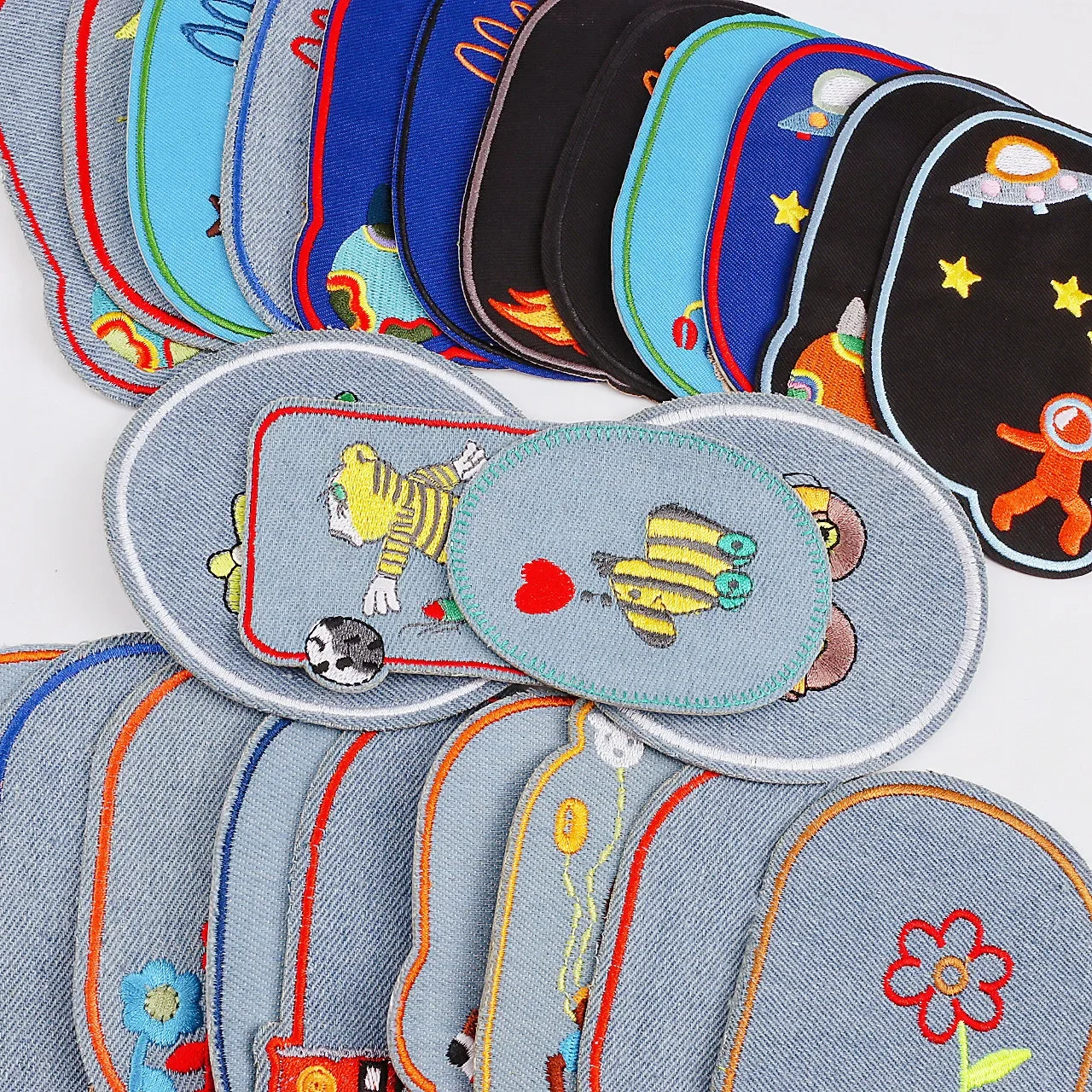 Sewing Repair Elbow Knee Patches Iron On Patch Clothing appliques Sticker DIY Jeans Stripes Embroidered Badge Children Patches