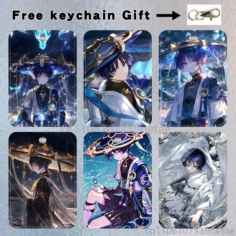 

genshin impact wanderer Holder Keychain For Bank Business Work Card Holder Student Card Protective Case Bus Card