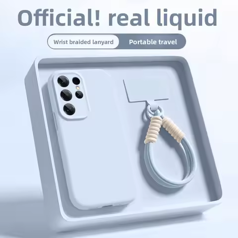 Official Liquid Silicone Lanyard Strap Case For Samsung S25 S24 Ultra S23 Plus S22 5G S21 For Magsafe Magneitc Soft Cover Funda