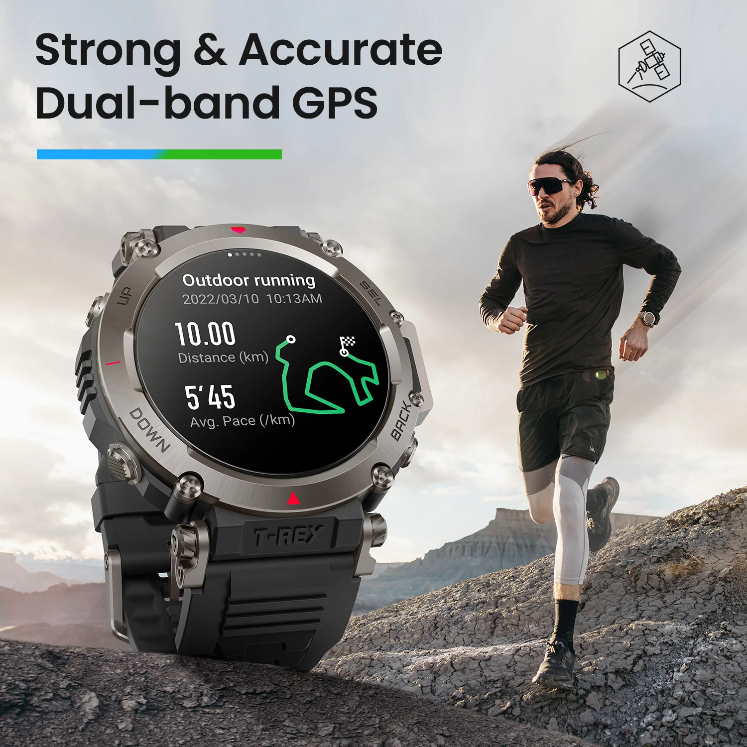 Imagem -03 - Amazfit-relógio T-rex Ultra Inteligente Robusto Exterior Classe Militar Vida Útil da Bateria de 20 Dias Smartver para Android e Ios Phone Novo 47 mm