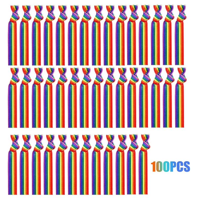 100PCS Pride Month Unisex Rainbow Bandana Gay Pride Handkerchief Wristband Wrist Band