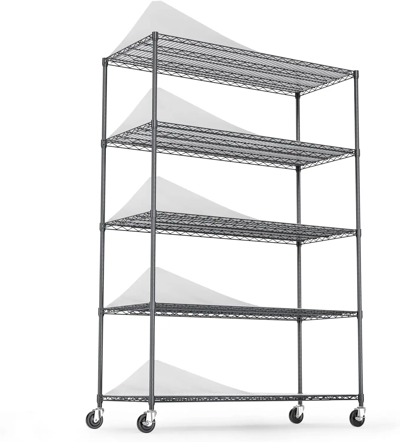 Wire Shelving Unit 5 Tier Nsf Metal Shelf,6000Lbs Capacity Heavy Duty Adjustable Storage Rack With Wheels & Shelf Liners For