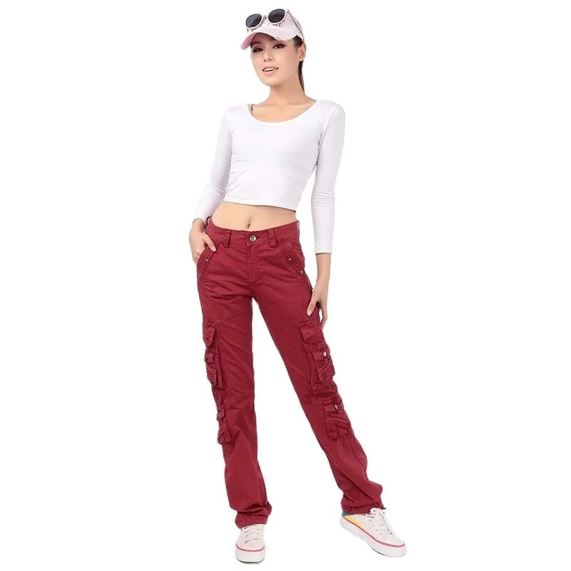 

New Fashion Women Casual Cargo Pants with Many Pocket Cotton Straight Loose Baggy Couples Hip Hop Leisure Trousers Clothes