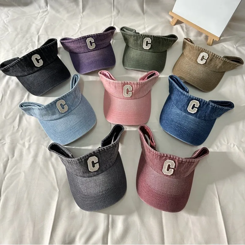 Summer Hat For Unisex Denim C Letter Golf Cap Men Women Outdoor Sport Ponytail Baseball Caps Gorro Visor Empty Tennis Sun Hats