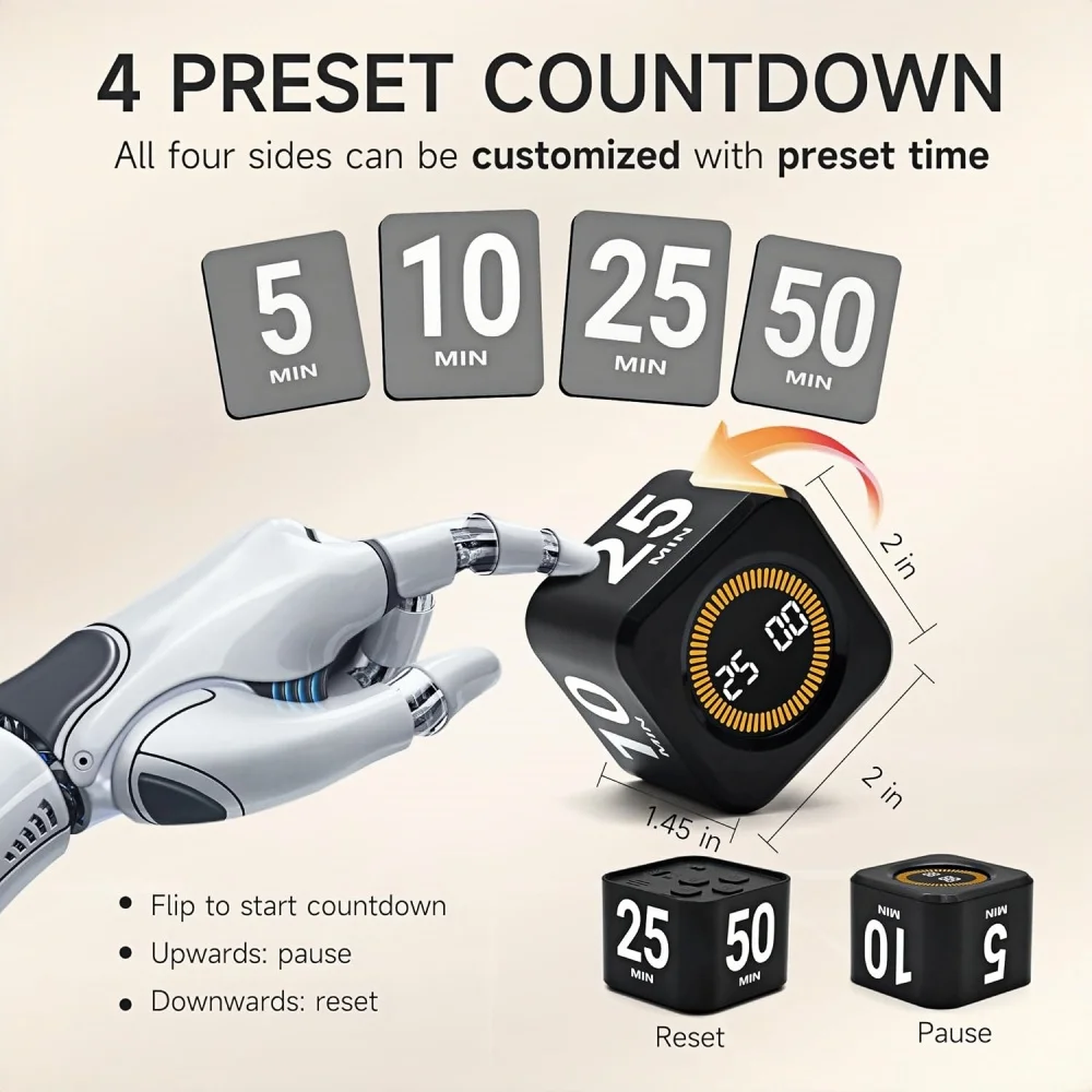 مؤقت مطبخ رقمي صغير بومودورو، ساعة توقيت لمكتب اللياقة البدنية والدراسة، مؤقت الطماطم المكعب البصري، أداة إدارة الوقت #2