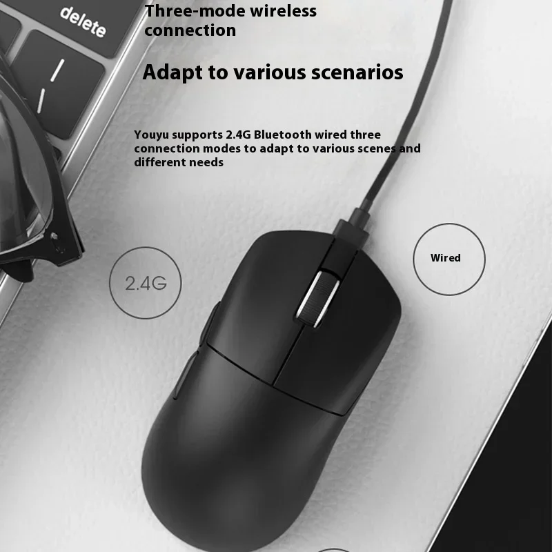 Skn Swim Fish Pro Mouse 3 Mode Bluetooth Wireless 8k Mouse Paw3950 Accessory For Computer Gaming E-Sports Mouse Gamer Man Gifts