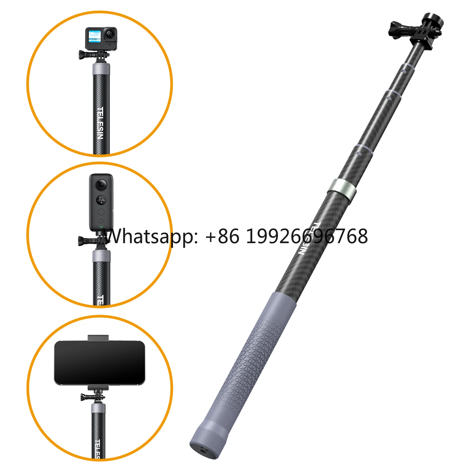 

Telesin Extend Carbon Fiber Selfie Stick Flexible Selfie Stick Pole for Go Pros Hero 11 and Other Action Cameras