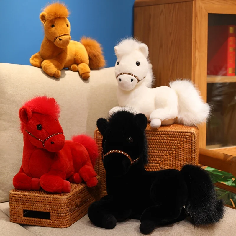 Nuevos muñecos de peluche de caballo de la vida Real, animales de peluche de alta calidad, juguetes de peluche de caballo súper realistas, regalo de cumpleaños clásico