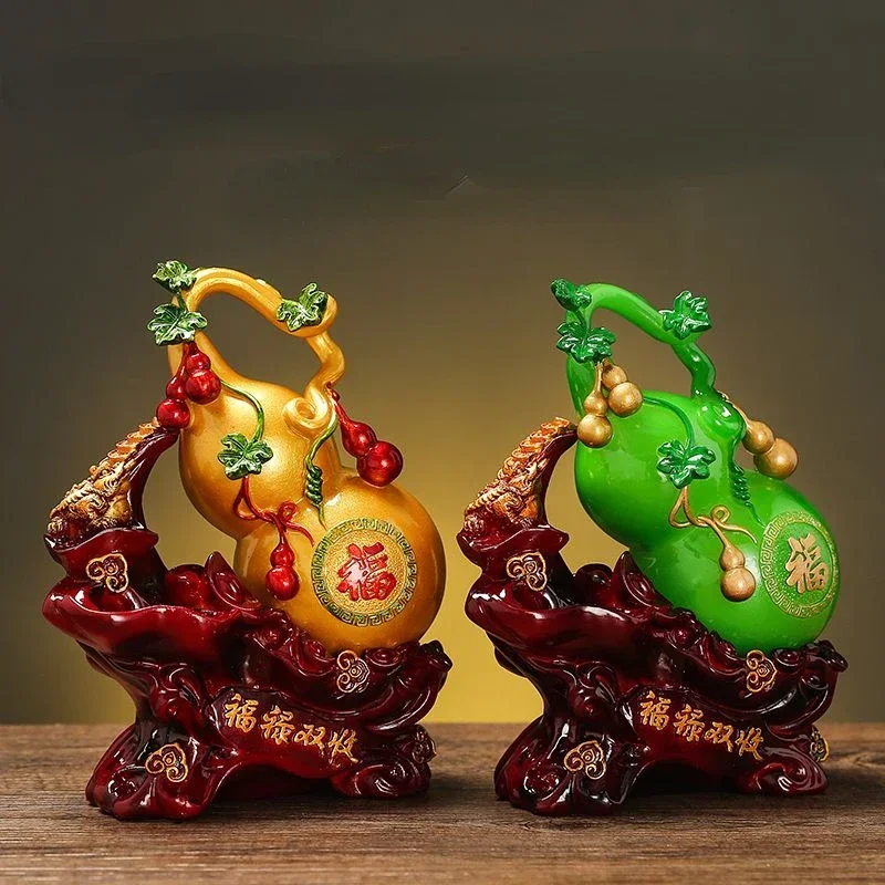 

Feng Shui Lucky Fortune Gourd Crsfts Living Room Ornaments Mascot Gourd Golden Toad TV Cabinet Home Decor