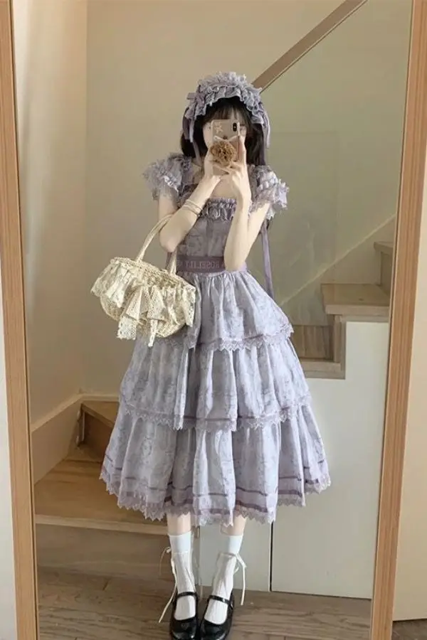 Jupe princesse douce et moelleuse de Style français, robe d'été florale, nouveau Design, taille cintrée, Slim, gâteau moelleux, robes Lolita