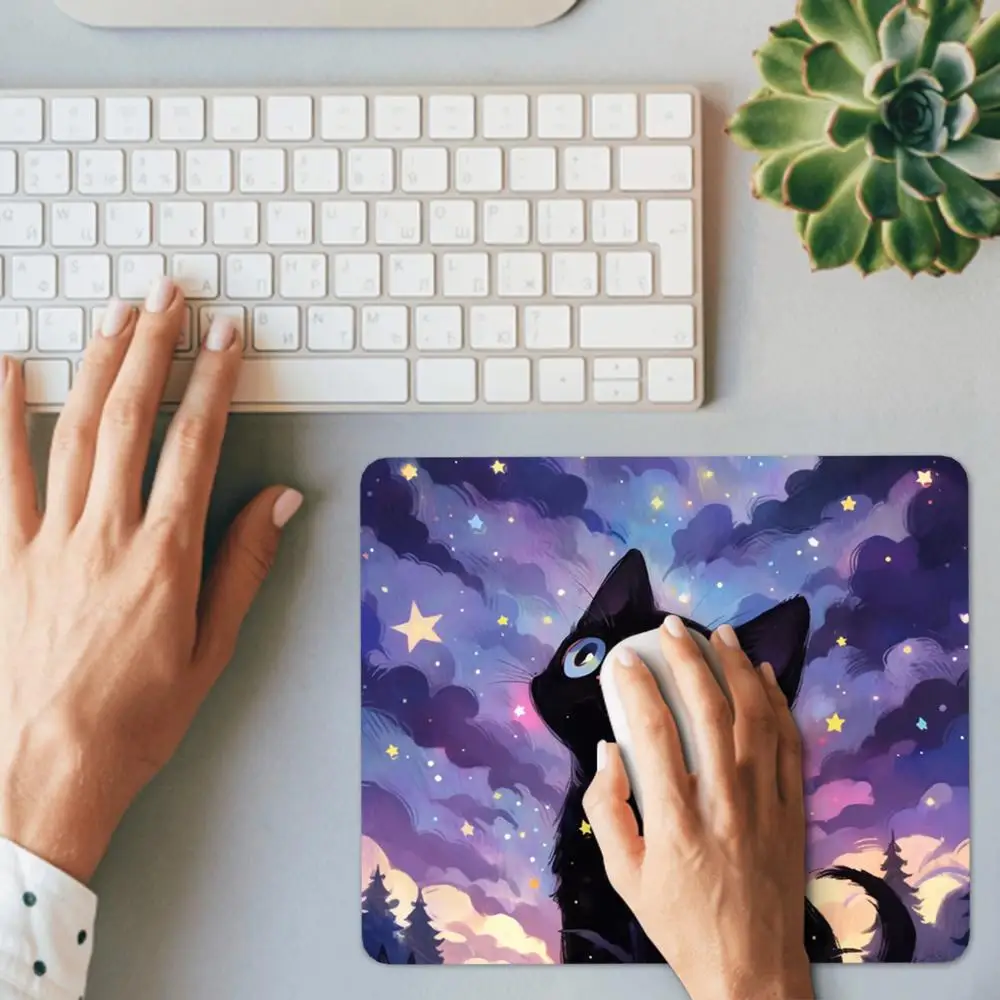 Cute Starry Sky Cat mousepad Office Computer Small teclado mouse pad Table Big Keyboard Desk mat Laptop Nonslip Cushion GamingMa