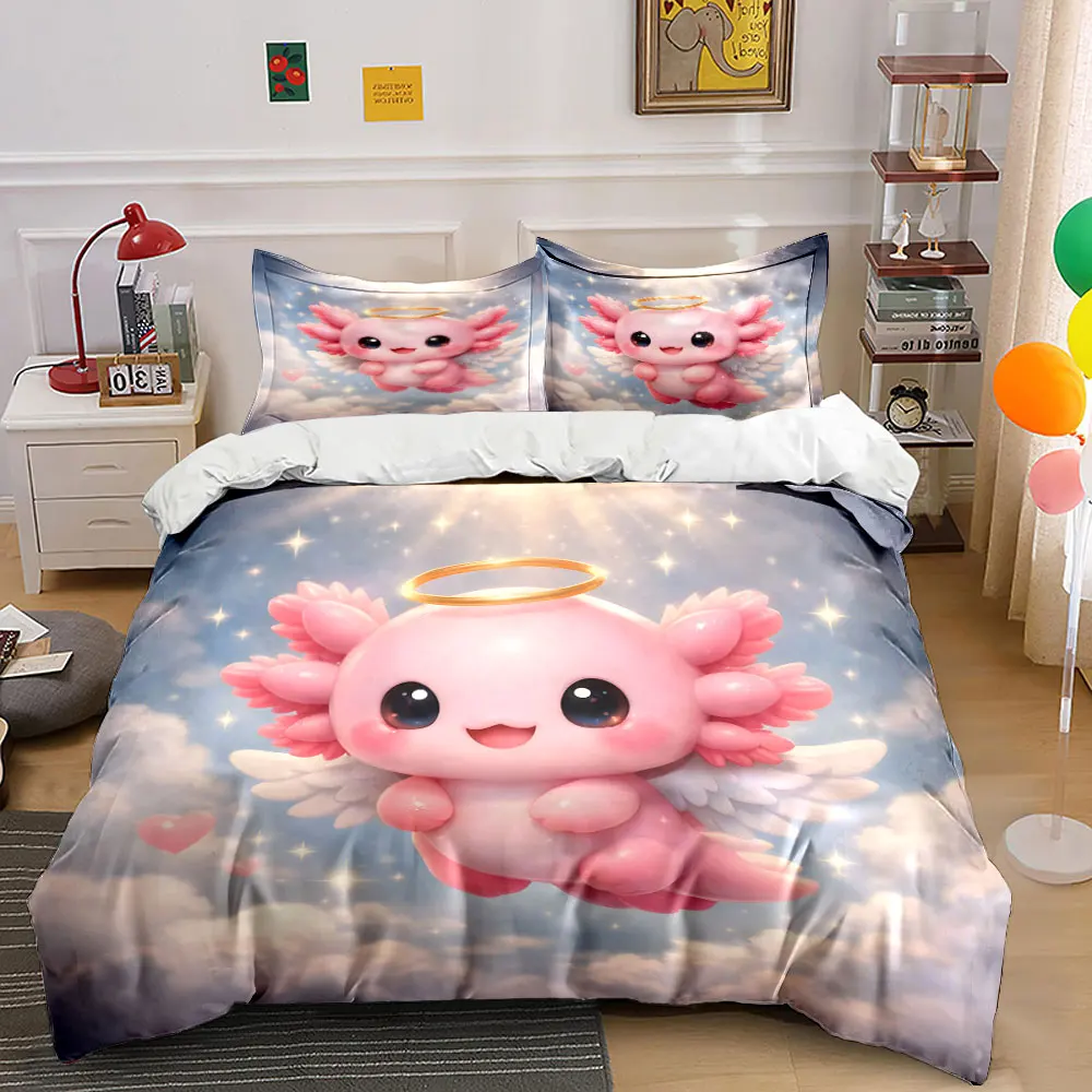 Pink angel floats in clouds Print Soft Comfortable Duvet Cover Bedding Set Included 1*Duvet Cover 2*Pillowcases Luxury gifts