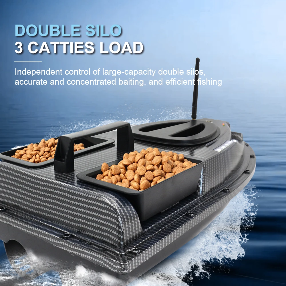 GPS Fishing Bait Boat 500m Remote Control Bait Boat Dual Motor Fish Finder 1.5KG Loading  Automatic Cruise Correction