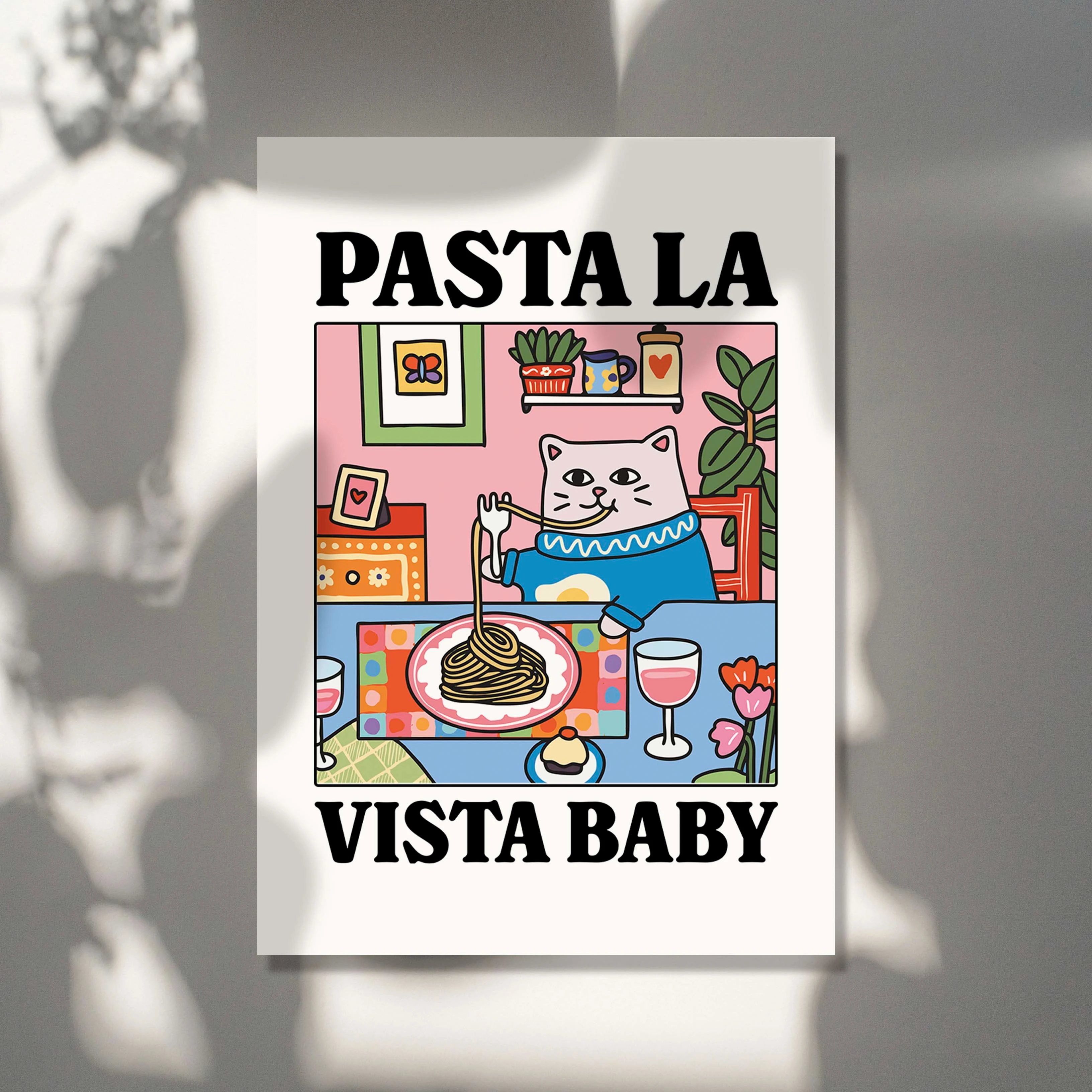 Pasta La Vista Gambar Kartun Kucing Bayi Seni Dinding Cetak Lukisan Kanvas Poster Gambar Untuk Ruang Tamu Kamar Anak Dekorasi Rumah Hadiah