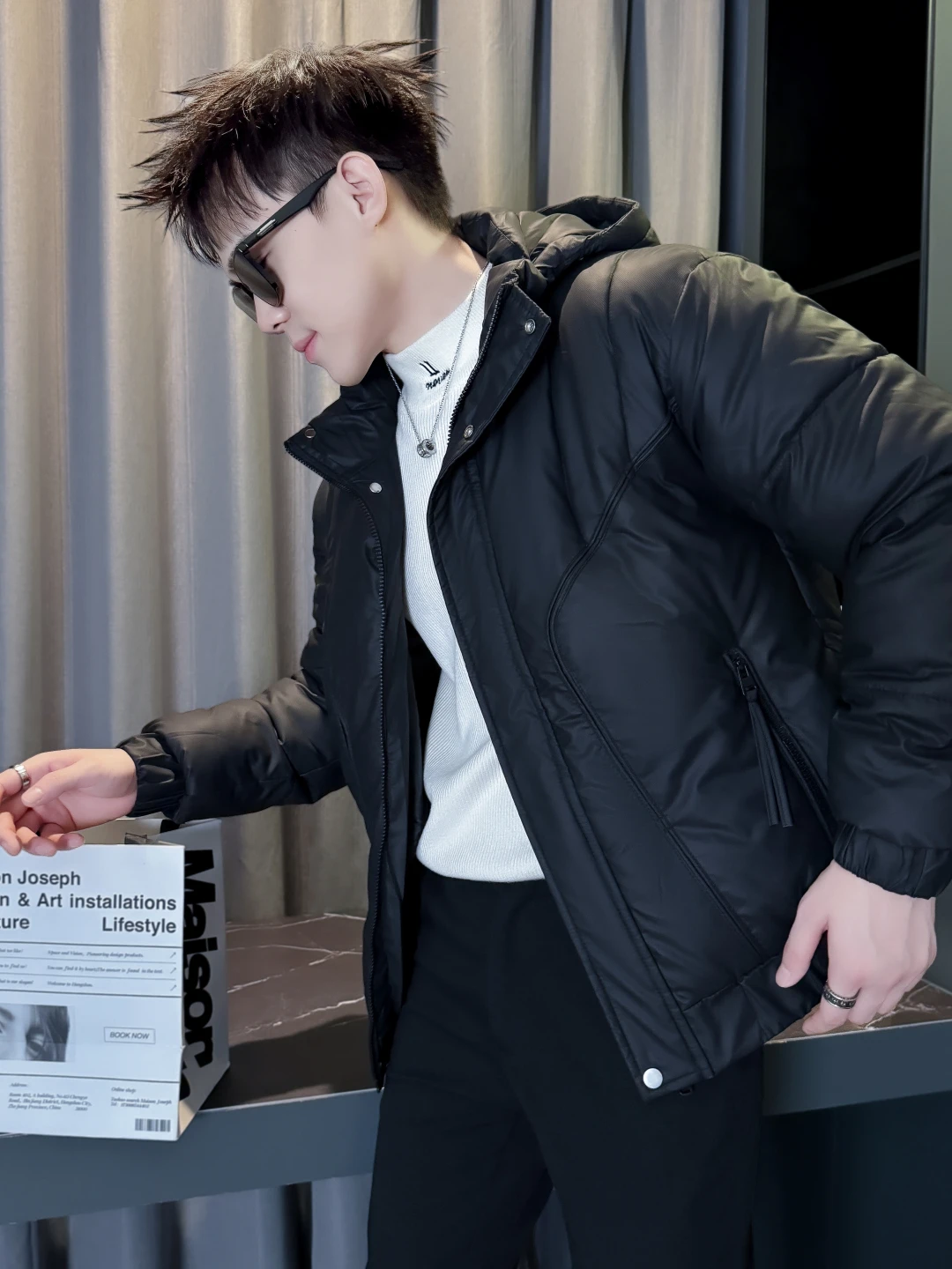 

Мужская хлопковая куртка с капюшоном из искусственной кожи на пуху, теплая зимняя мода, новинка, молодежная заводская подставка из полиэфирного волокна