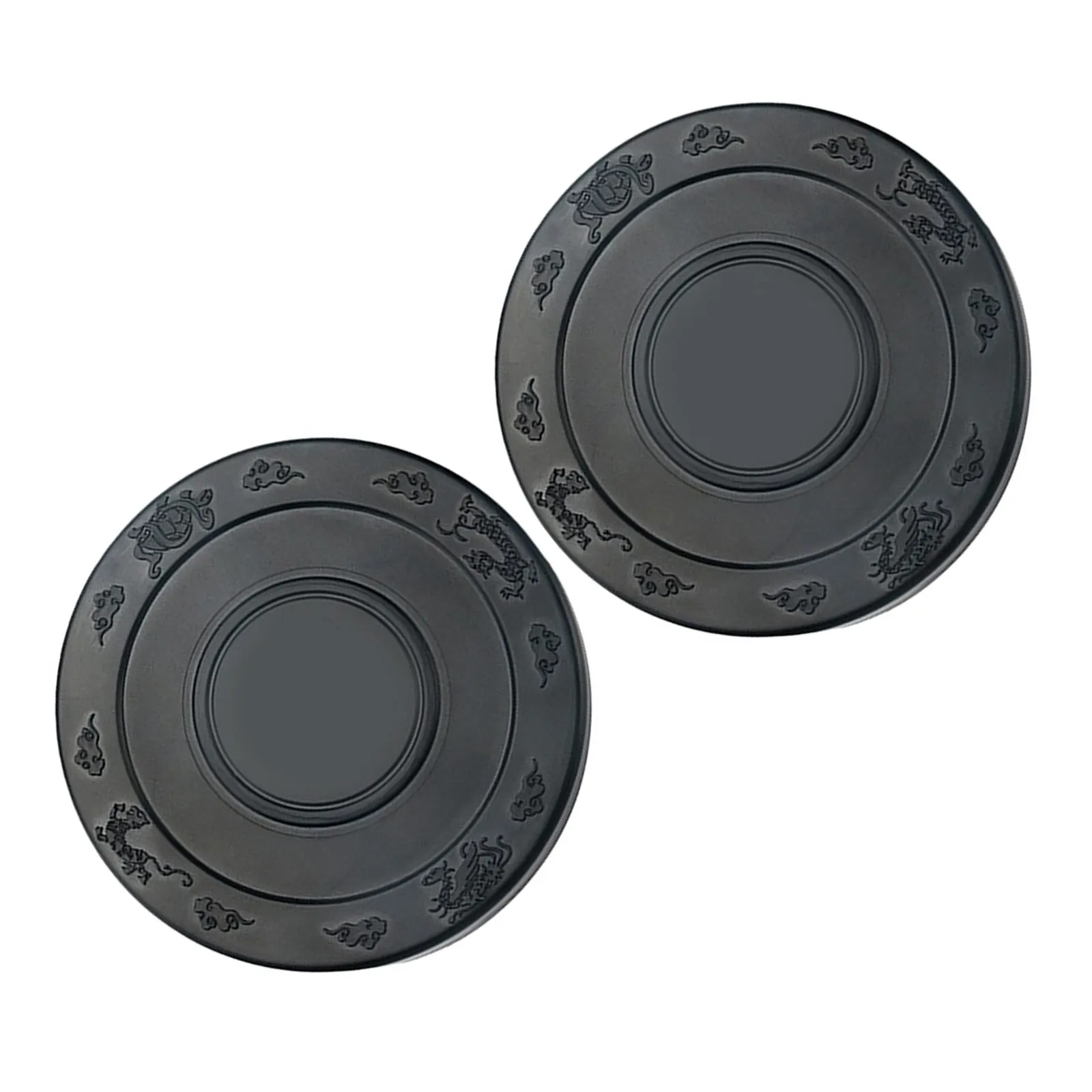 2Pcs Exquisite Plastic Inkstone Calligraphy Accessory Ideal Gift for Enthusiasts Smooth Inner Surface Lightweight Portable