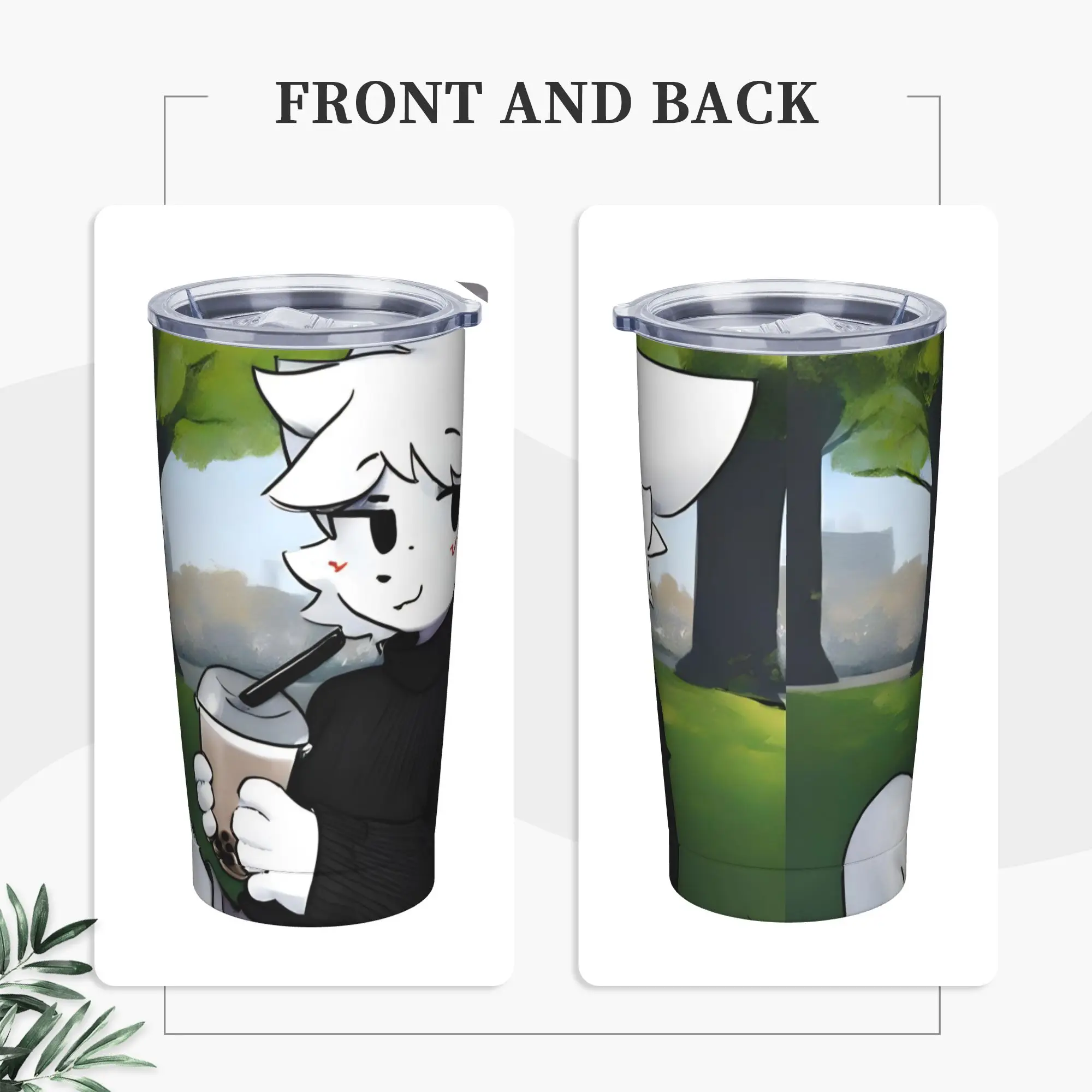 Boykissers Silly Cat Insulated Tumbler with Straws Cartoon Vacuum Thermal Mug Outdoor Portable Water Bottle Cup, 20oz