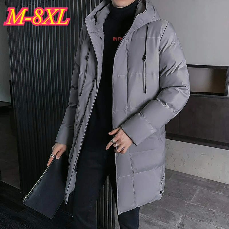 2026 Winter Man Cotton-Padded Jacket Simple Solid Color Cold-proof Outerwear Mid Length Long Sleeve Zipper Daily Men Hooded Coat