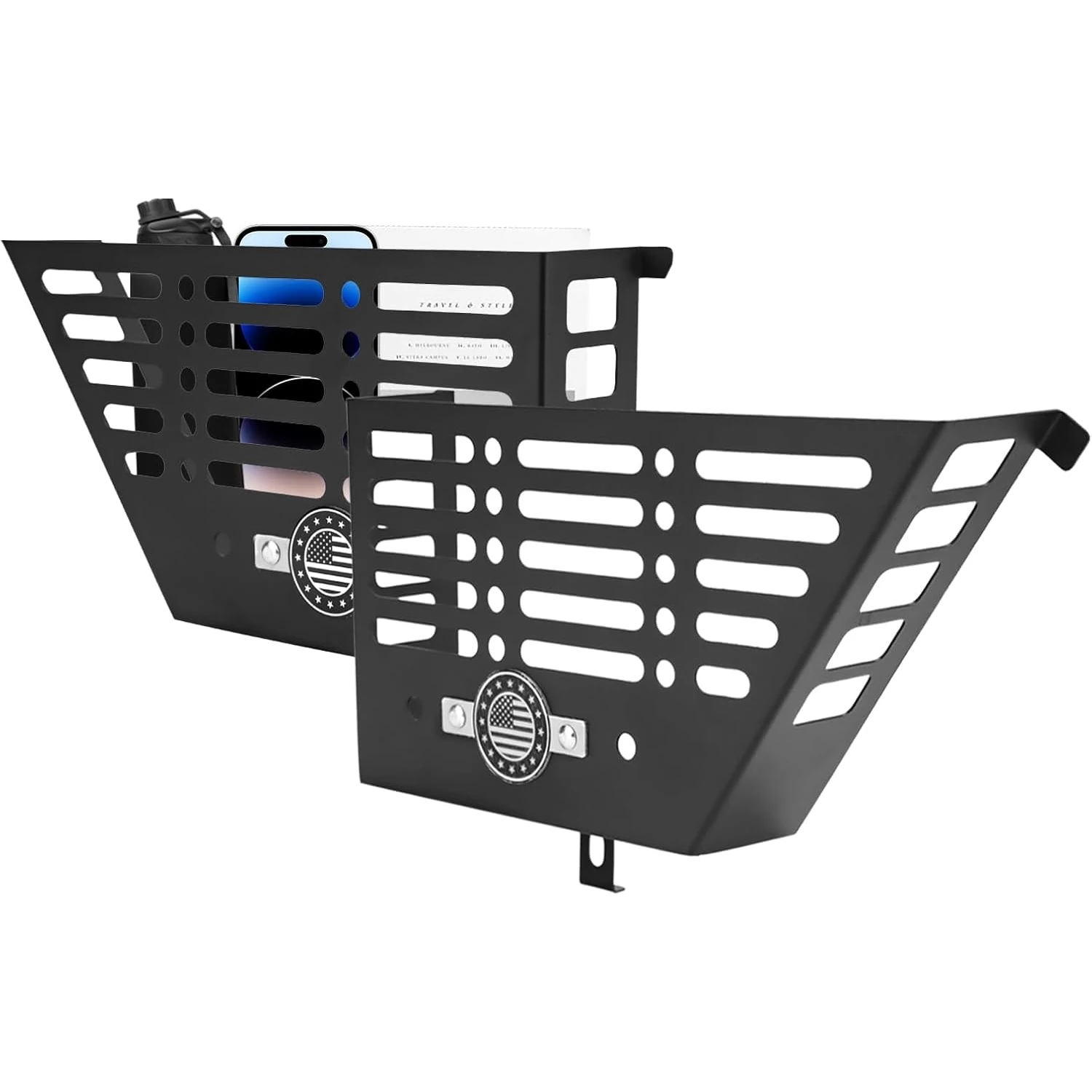 

JK Front Door Pockets, Metal Front Door Storage Box for 2011-2018 Wrangler JK JKU 2/4, 2 PCS Door Side Insert Organizer Box