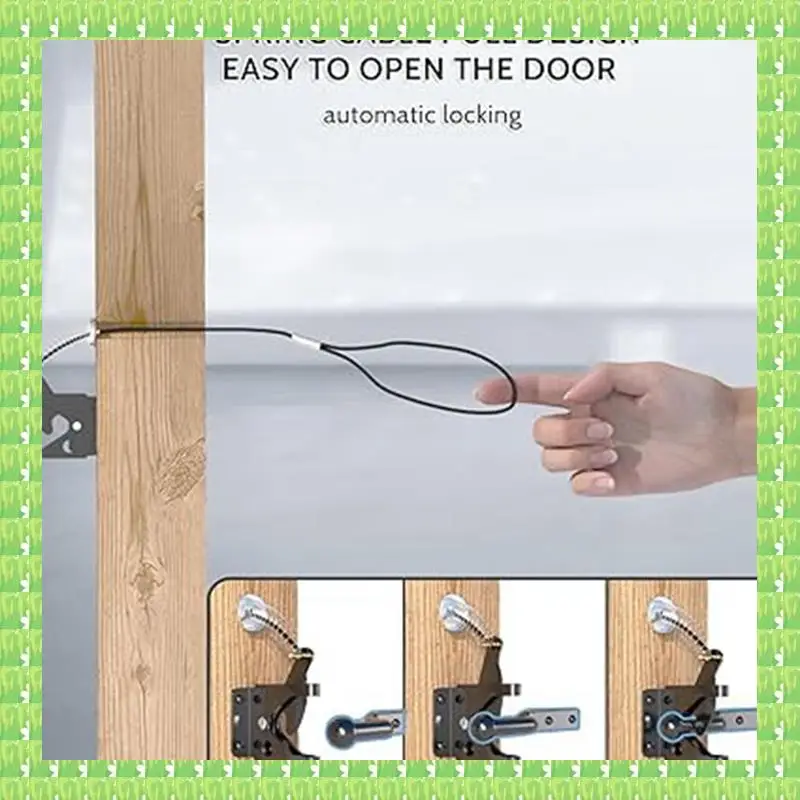 

4PCS Door Latch With Spring Puller, Fence Door Lock, Fence Lock Small Lock With Rope, Suitable For Fence Gates Easy To Use