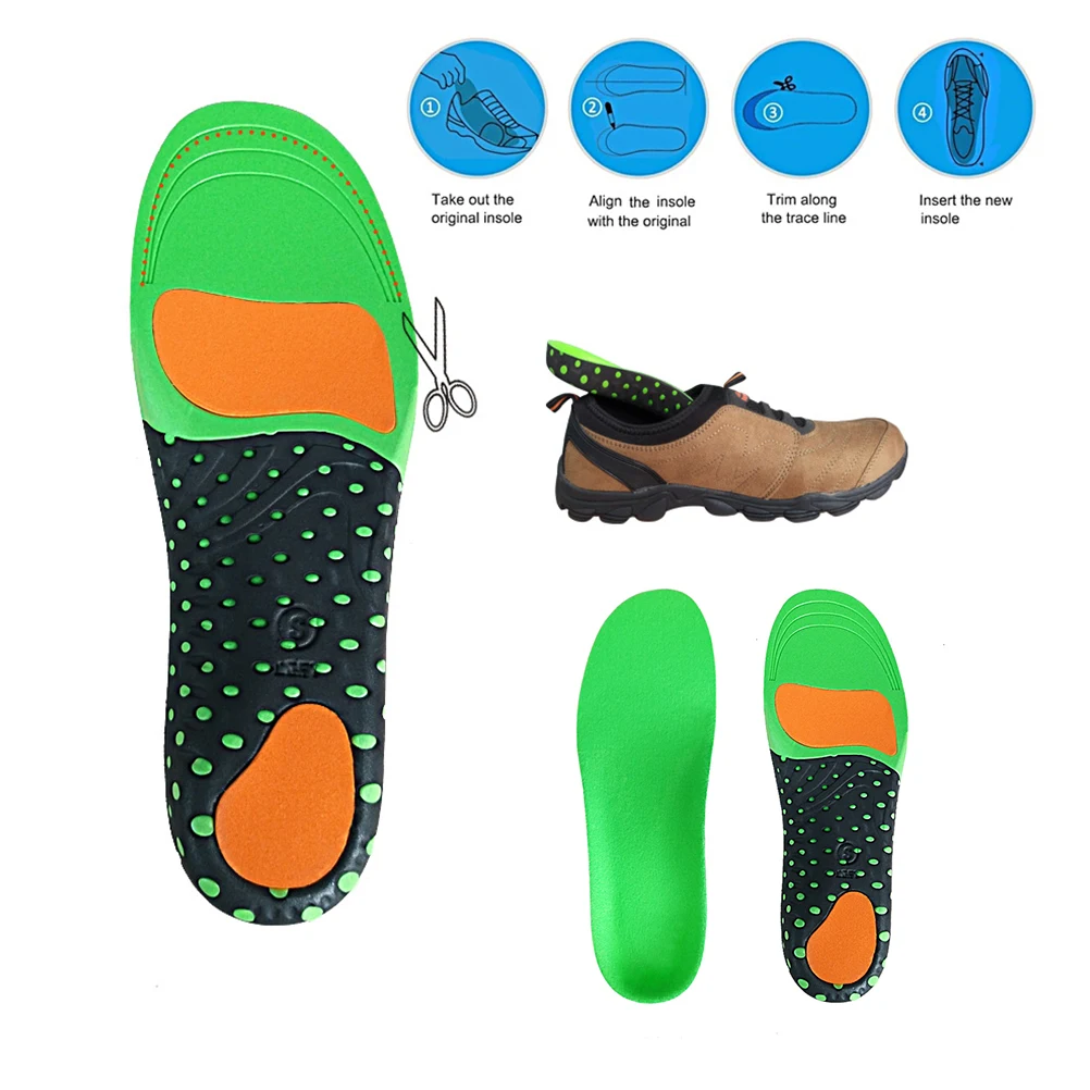 

Arch Support Insoles Massage Pad Shock Absorption Breathable thopedic Foot Care Tool for Men Women Adjustable Size Black Grey