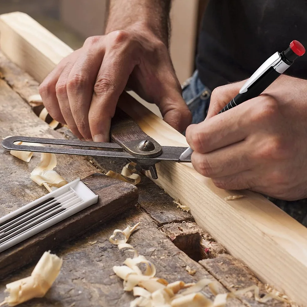 60 Stück 2,8 mm solide Zimmermannsbleistiftminen für Holzbearbeitung, Druckbleistift zum Schreiben, Zeichnen, Zeichnen (schwarz)