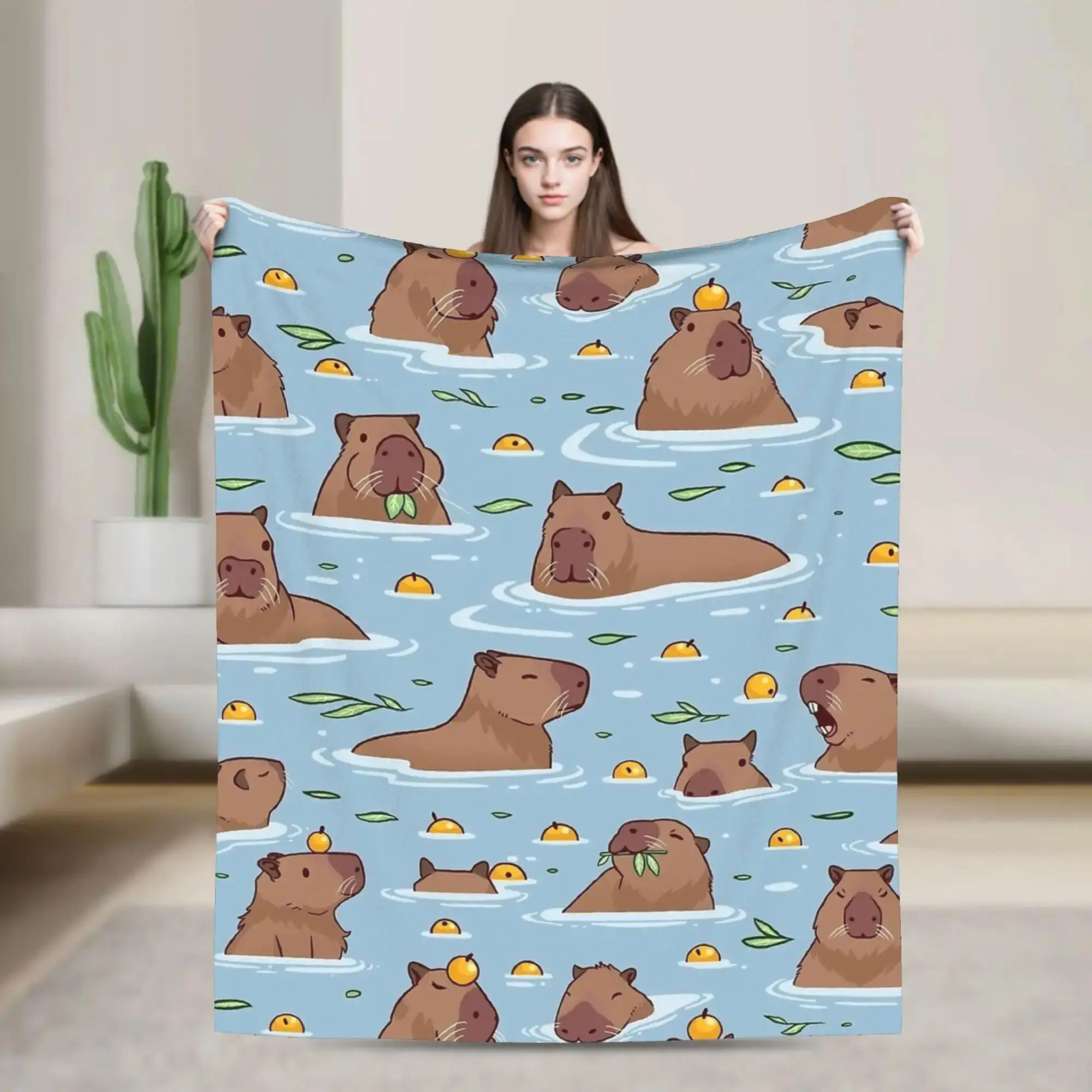 

Плед с рисунком капибары, мягкий, теплый, плюшевый, для детей, уличный, фланелевый, удобное покрывало для кровати для девочек и мальчиков