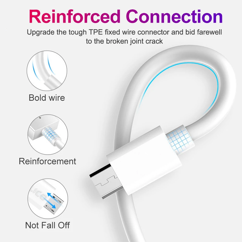 【شحن سريع】 كابل شحن USB 1 متر/2 متر/3 متر كابل شحن سريع متوافق مع كابل الهاتف Micro Usb/iPhone/Type C كابل بيانات سلك الشاحن