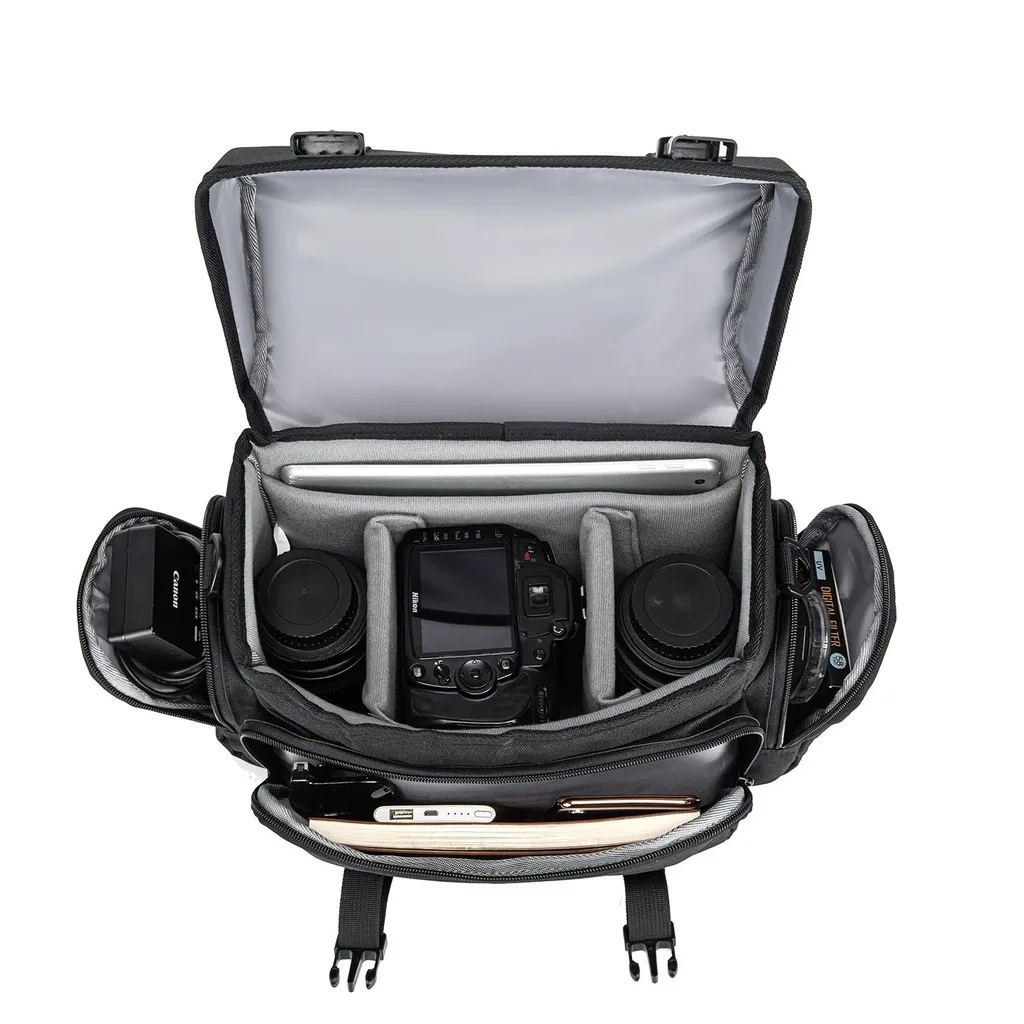 Camera Shoulder Bag Crossbody Sling Case Water Repellent Shockproof Padded Large Capacity Photography Pouch for DSLR Mirrorless