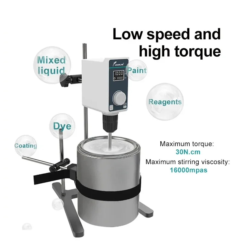 

JOANLAB Liquid Mixer Lab Electric Stirrer Digital Display Overhead Stirrer Adjustable Height Lab Equipment 20L 2000rpm 110V 220V