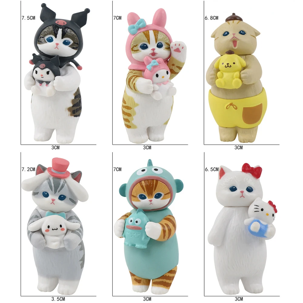 Mofusanded X Sanrio Characters Narikiri Figure Cute Kawaii Cos Hello Kitty Cinnamoroll Melody Anime Action Figures Toys