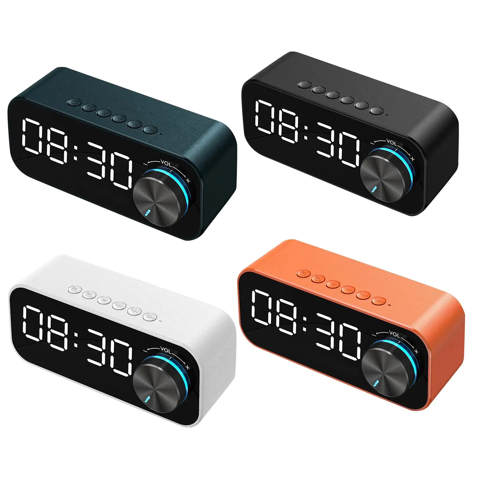 LED Digital Alarm Clock, Rechargeable Mirror Bedside Clock, Subwoofer Music
