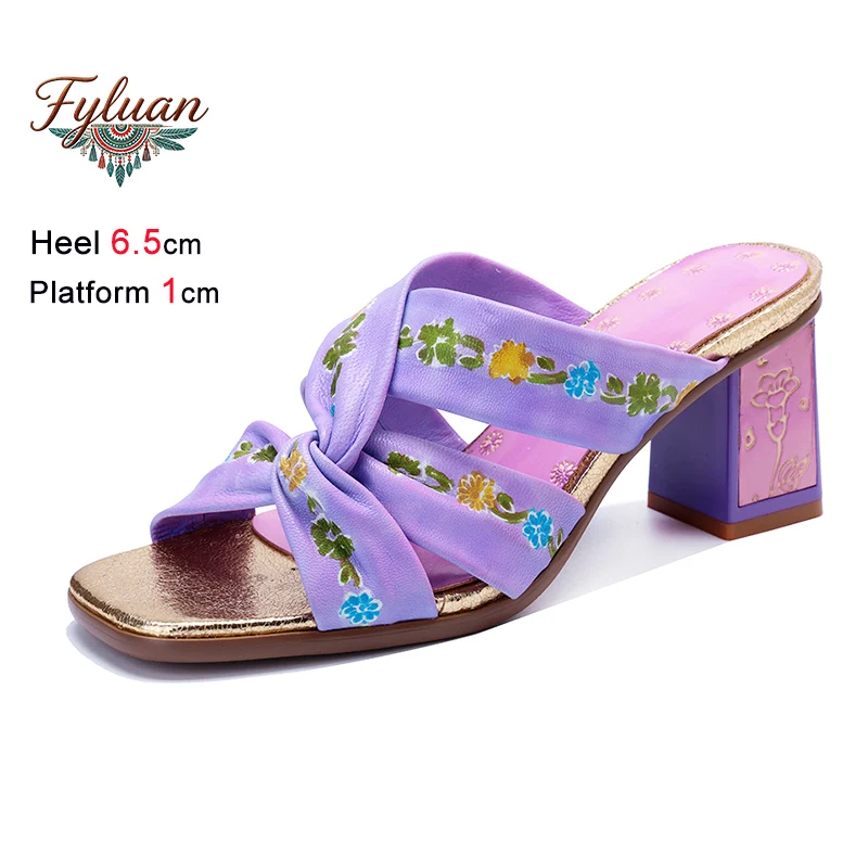 Zapatillas Moradas Hechas A Mano Para Mujer, Zapatos De Lujo Para Fiesta Y Banquete, Tacones Altos De 6,5 Cm, Sandalias Bohemias De Punta Cuadrada A La Moda De Verano Para Mujer — -37%, 30.77€ Coupon, from 52.39€ – 37% descuento – €52.39