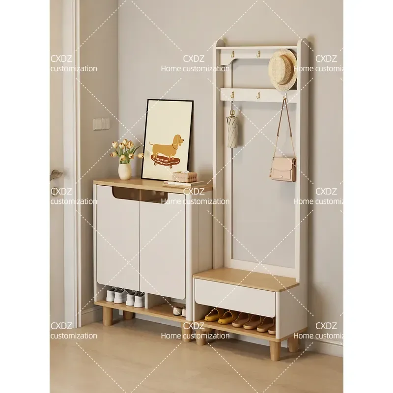 Entry door shoe cabinet storage cabinet integrated against the wall, door can sit shoe cabinet 2026 new hanger shoe stool