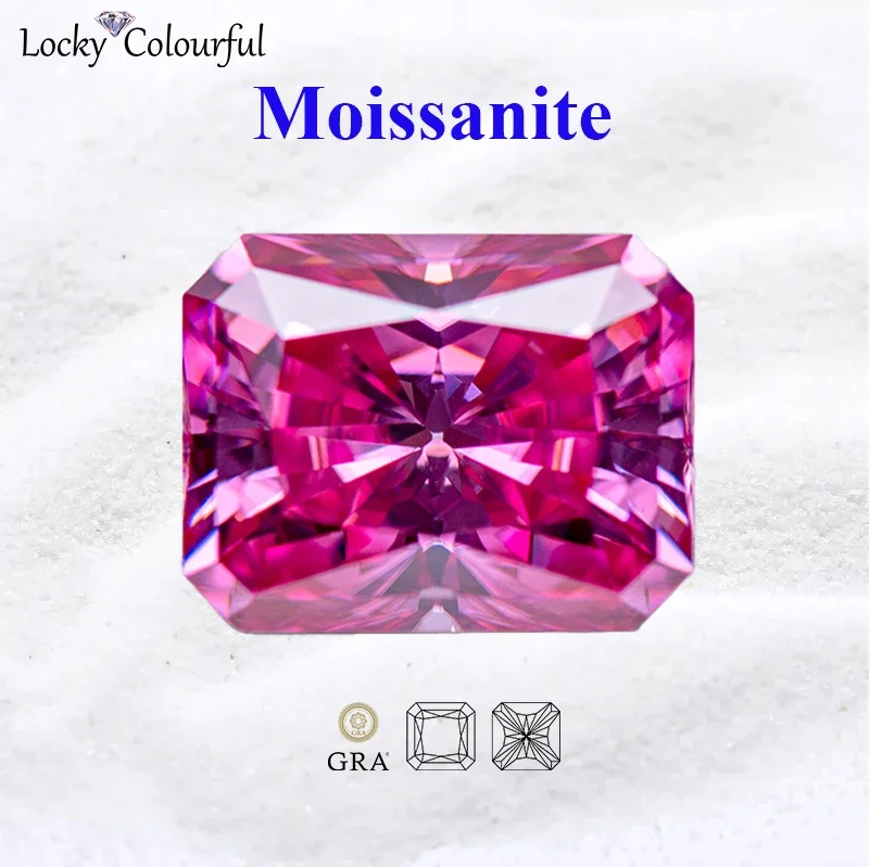 

Moissanite Radiant Cut VVS1 Pink Color Top Quality with GRA Certificate for DIY Charms Beads Jewelry Making Earrings Materials