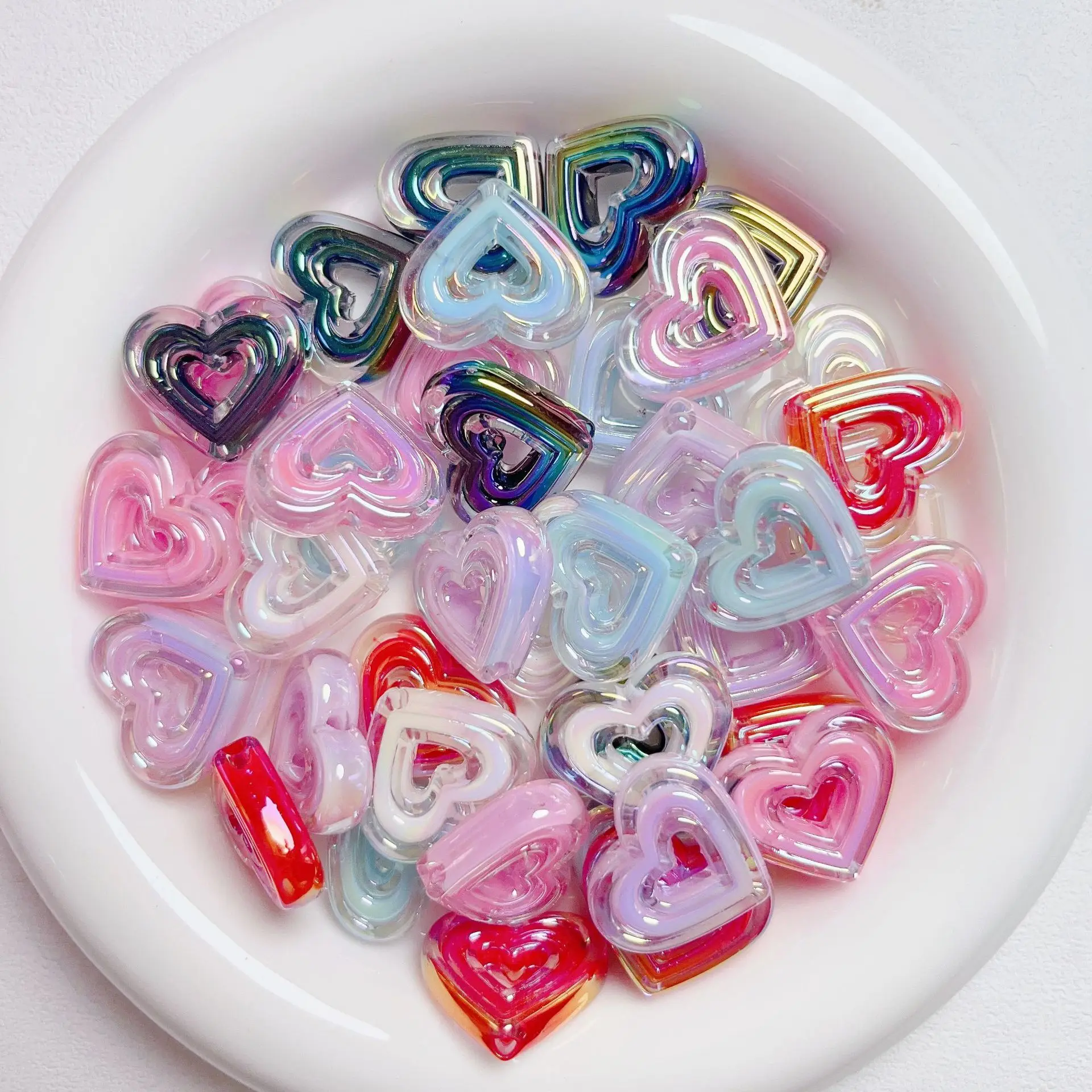 Hollow Heart Kawaii Beads For Jewelry Making DIY Decorations Earrings Bracelet Necklace Charms Phone Chain Kids Hair Accessories