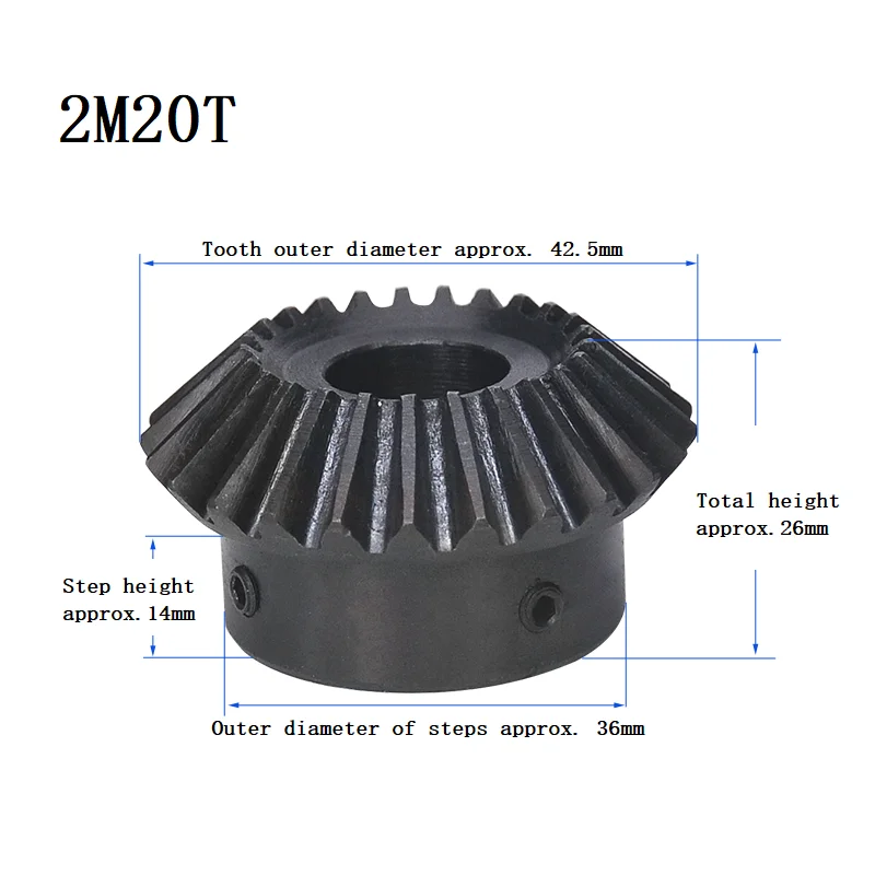 1pcs 1:1 Bevel Gear With Keyway 2M 20T/25T/30T 90 Degree Motor Tapered Bevel Gears