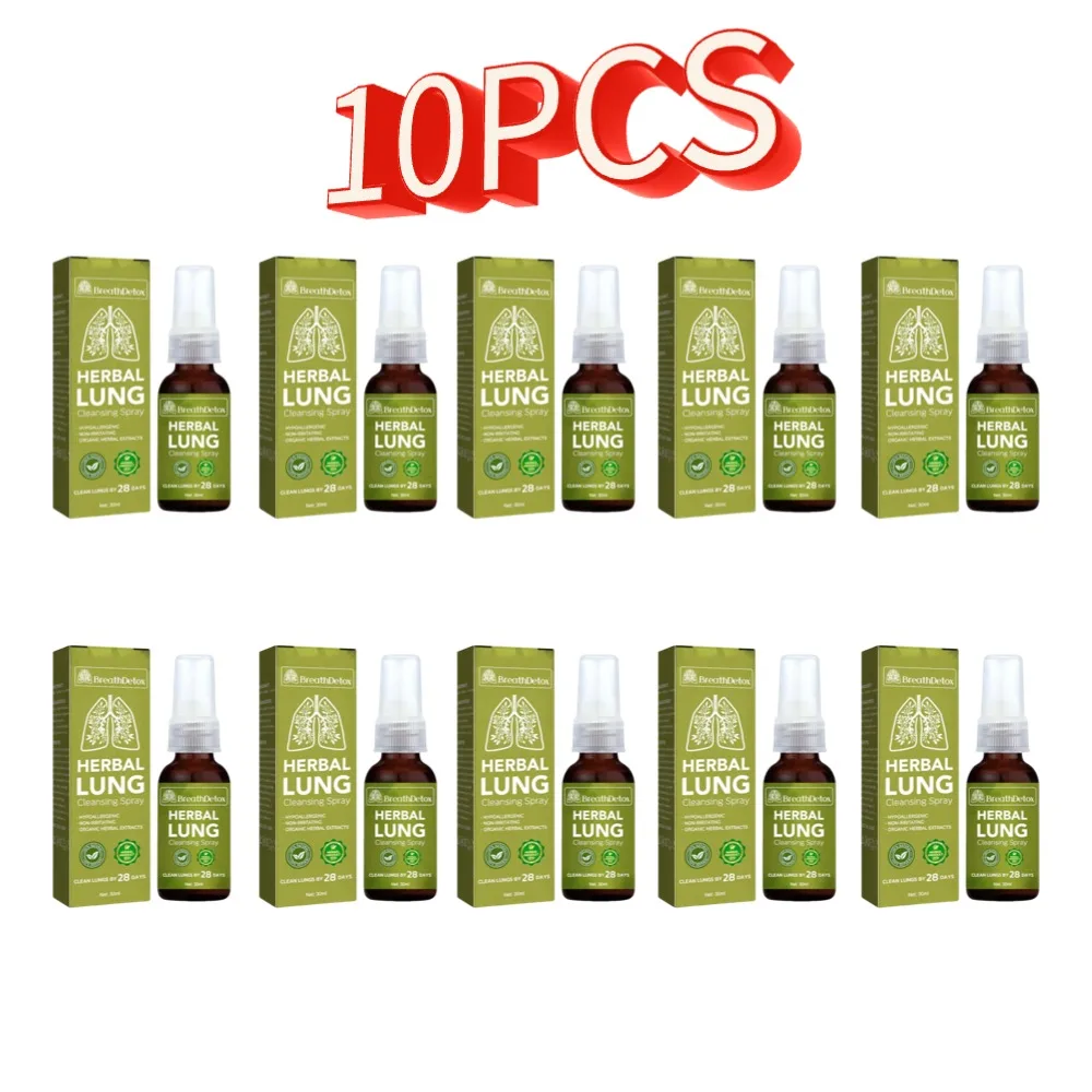 

10PCS Breath Detox Herbal Lung Cleansing Spray For 28day Gentle Low-allergenic Lung Cleanse Mist Spray Personal Care