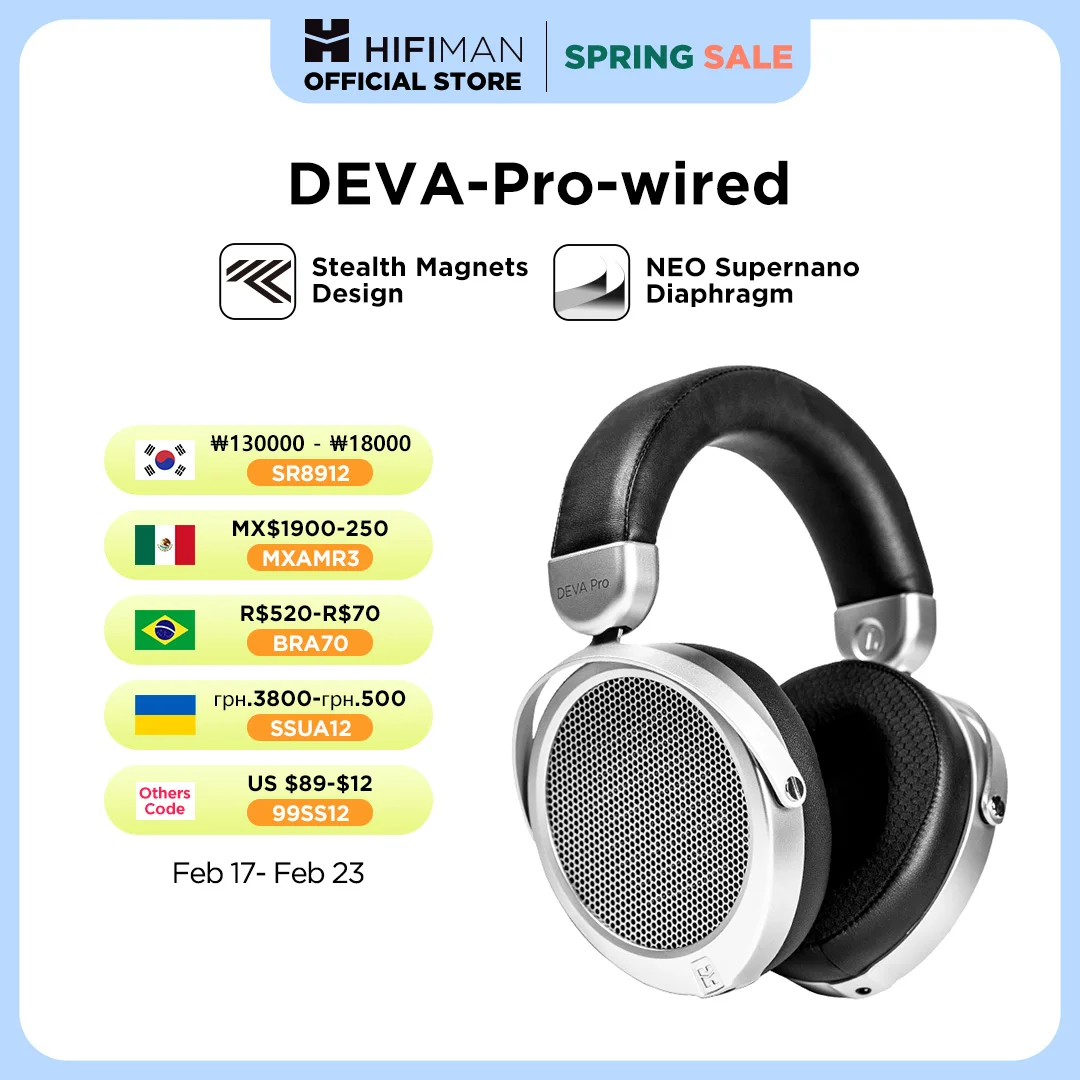 HIFIMAN Deva-Pro Over-Ear Open-Back Planar Magnetic Headphone with Stealth Magnets-Wired Version